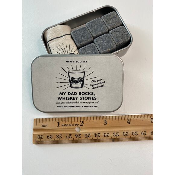 Whiskey cooling stones Mens Society, 6 soap stones and cotton freezing bag - Picture 2 of 4